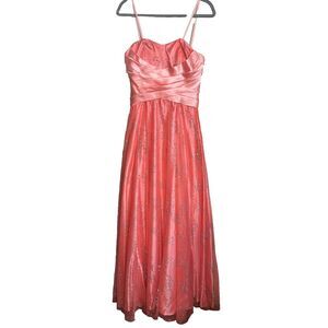 Deb Prom Dress Coral Y2K Juniors 5/6 Corset Whimsical Fairy Princess Sparkly